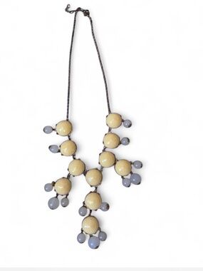 Statement Cream and Light Blue Bubble Bib Necklace